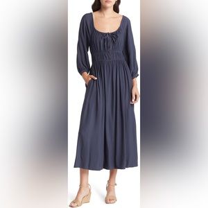 Madewell Sophia Twill Navy Midi Dress in Medium
